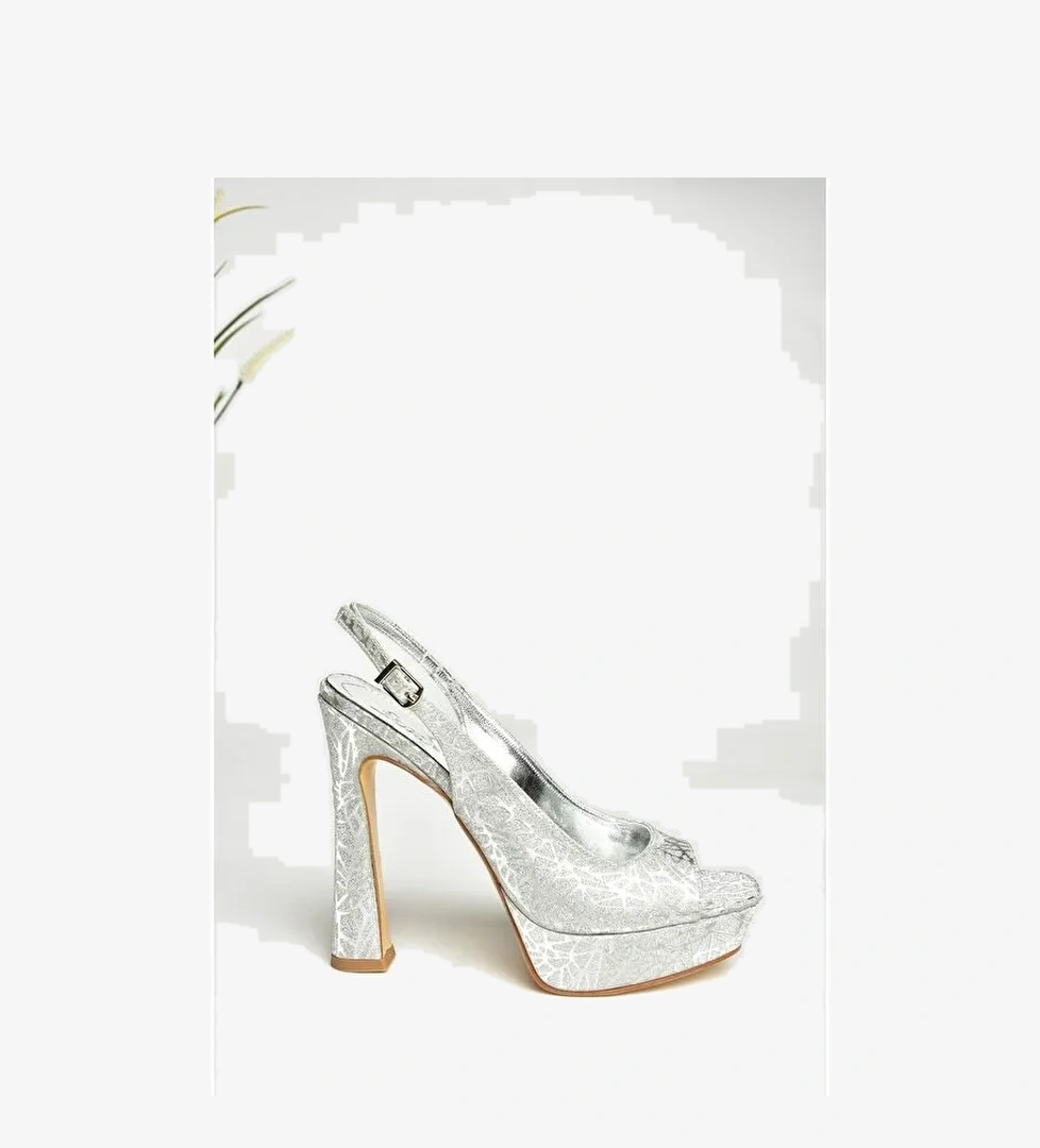 U2464830 Gümüş Kadın Topuklu Ayakkabı