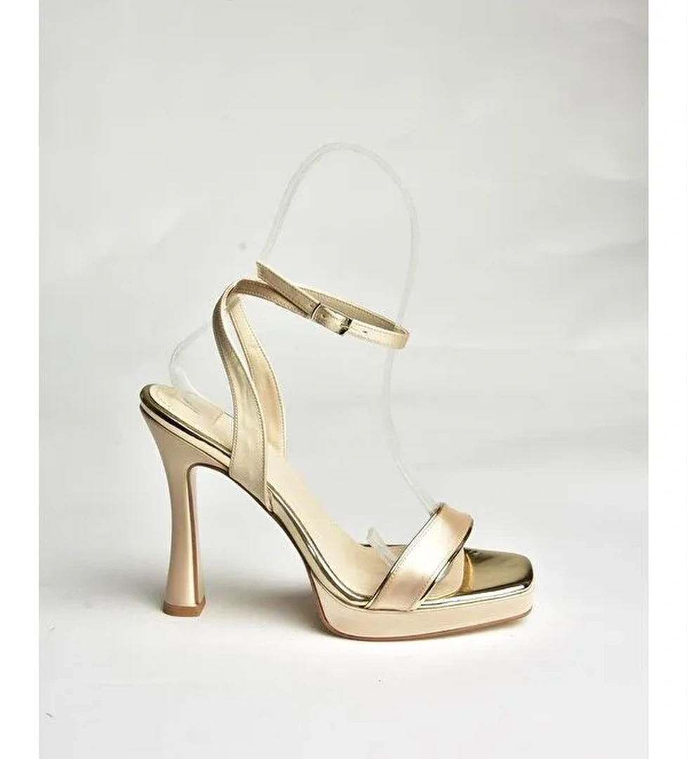 U5699181 Altın Kadın Topuklu Ayakkabı - Görsel 1