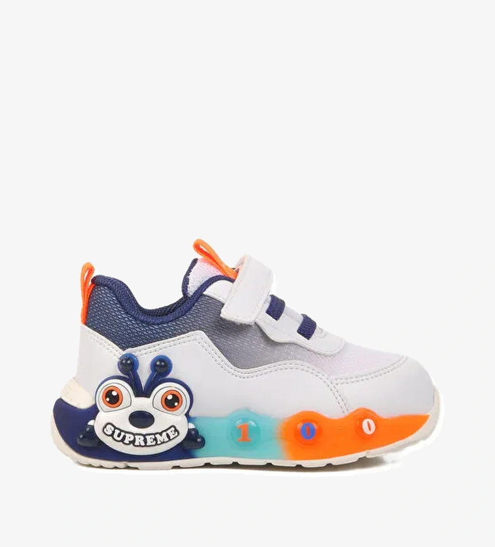 Beyaz Cırtlı Hafifi Unisex Çocuk Spor Ayakkabı 1905 B