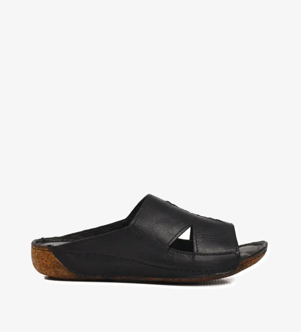 Siyah Hakiki Deri Kadın Terlik 012 Z