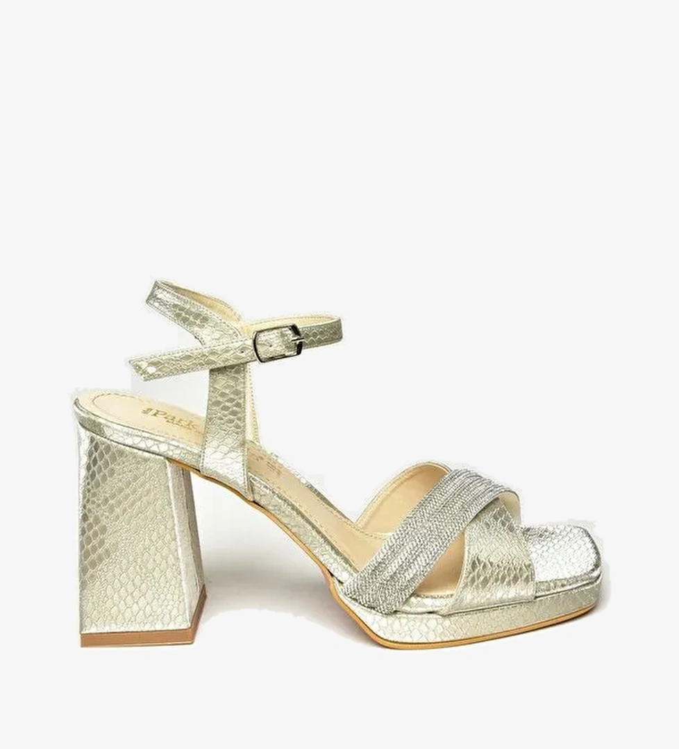 U8200098 Altın Kadın Topuklu Ayakkabı - Görsel 1