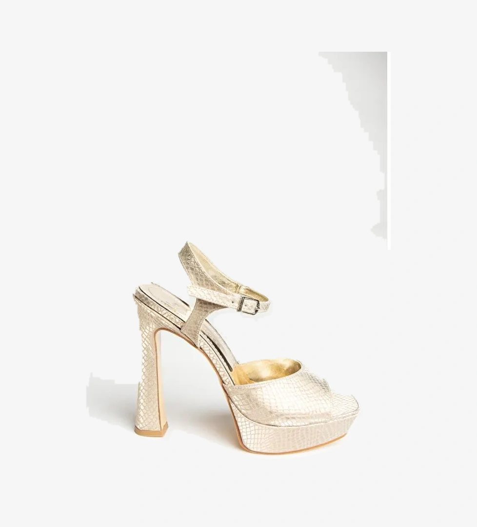 U2460825 Altın Kadın Topuklu Ayakkabı - Görsel 1