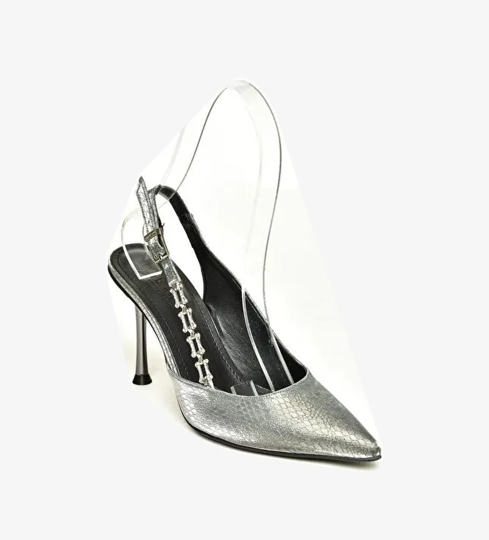 U8200996 Platin Kadın Topuklu Ayakkabı