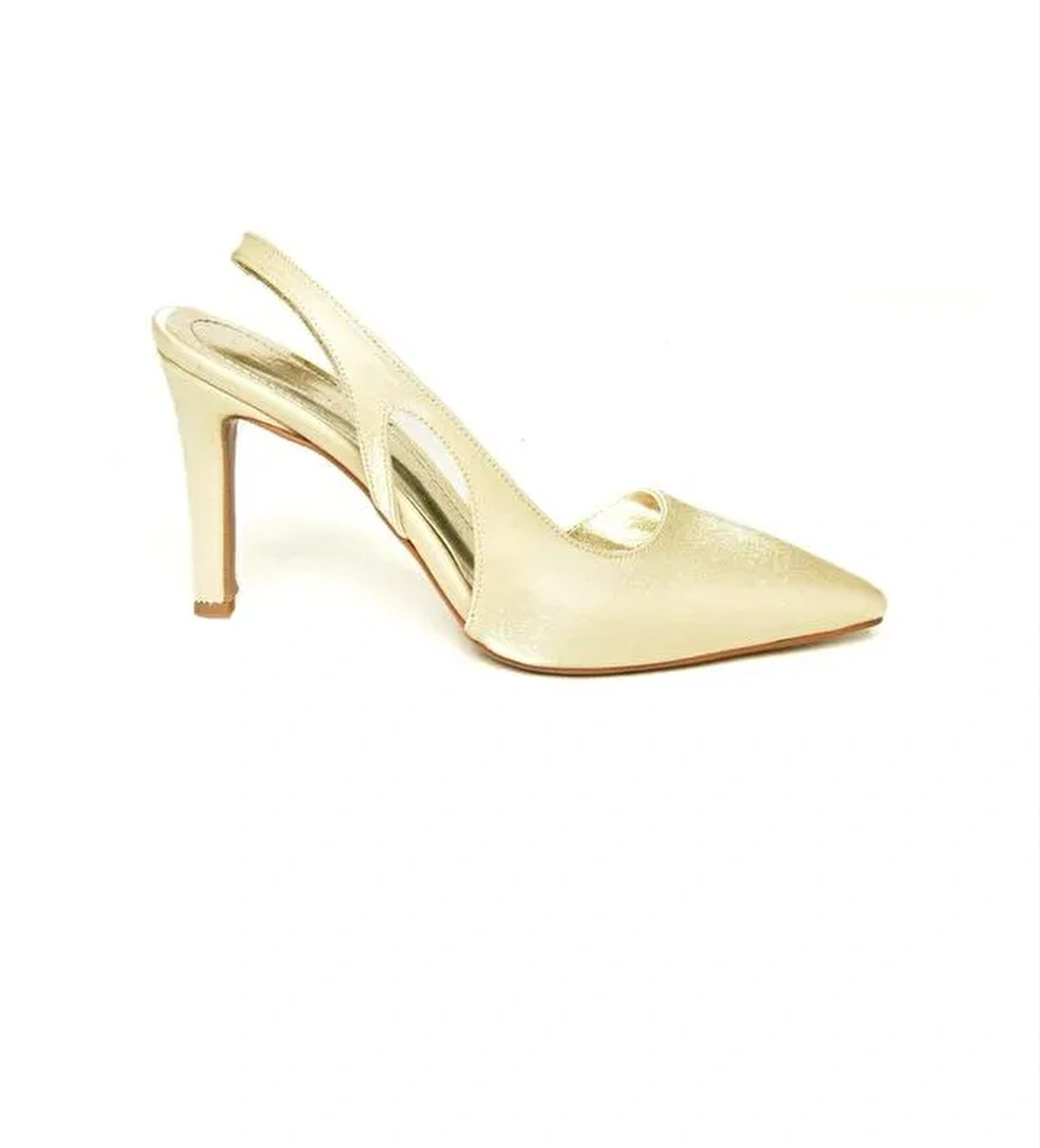 U4045894 Altın Kadın Topuklu Ayakkabı - Görsel 1