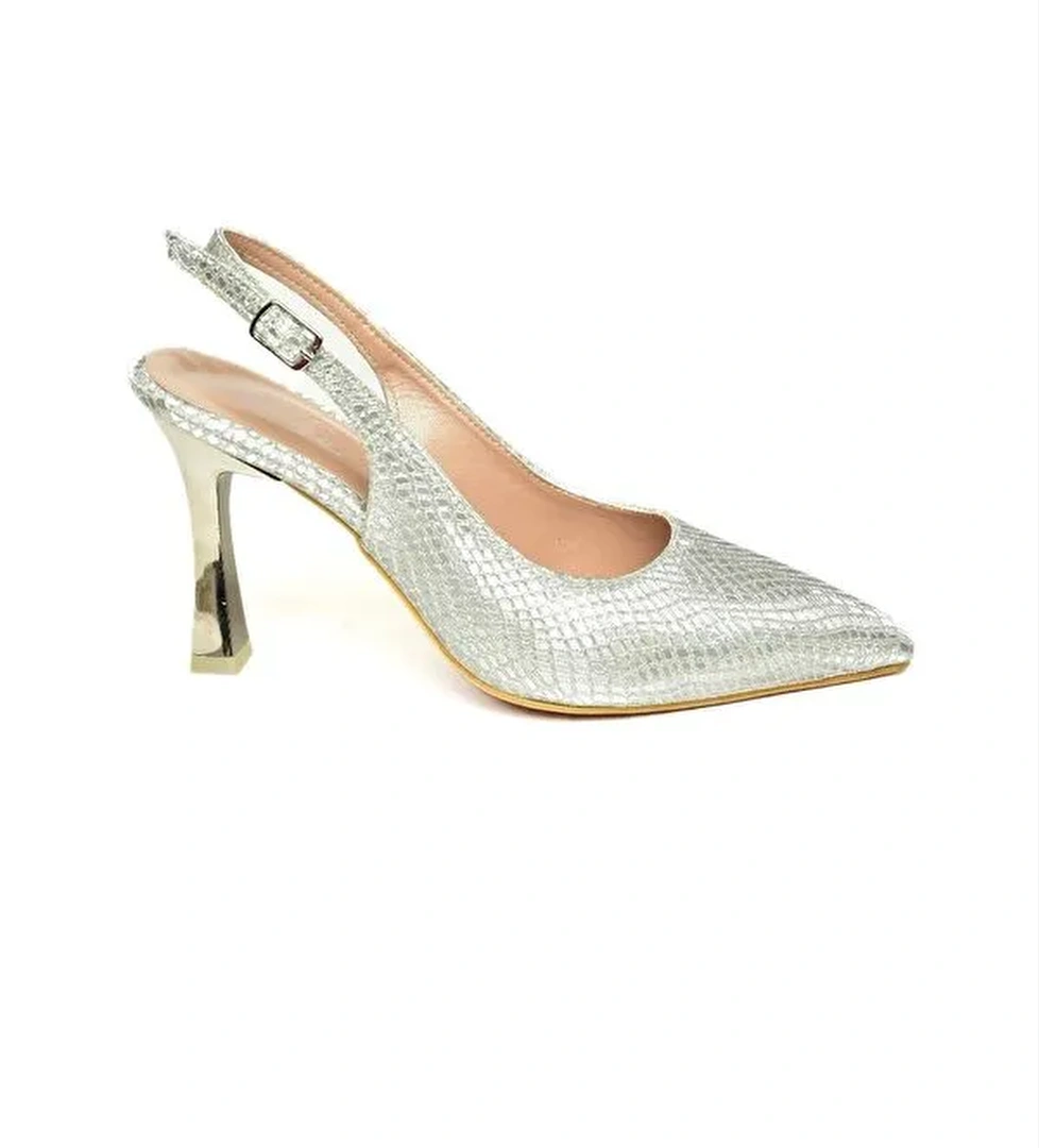 U6760892 Gümüş Kadın Topuklu Ayakkabı
