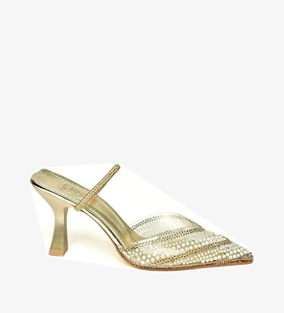 U6142776 Altın Kadın Topuklu Ayakkabı - Görsel 1