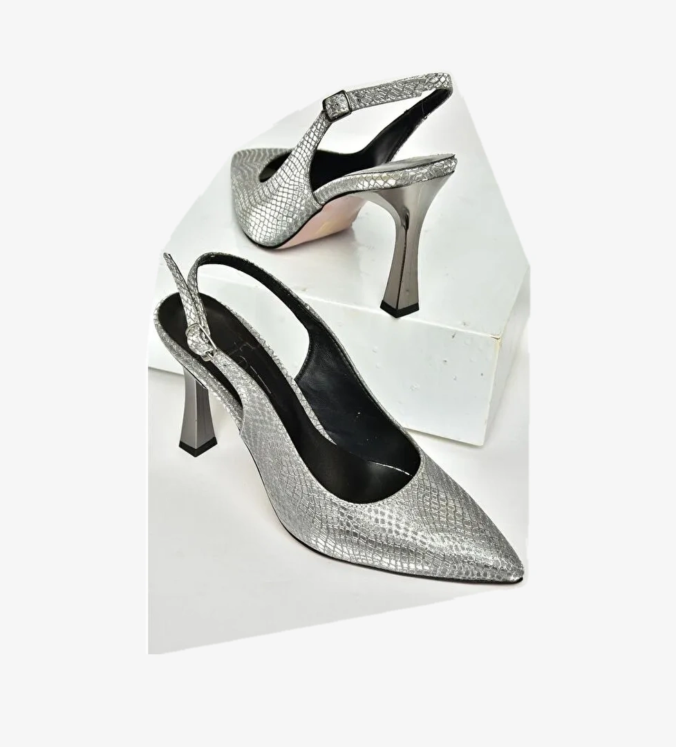 U6760892 Platin Kadın Topuklu Ayakkabı