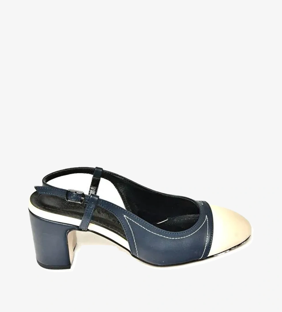 U8200253 Lacivert/Ten Kadın Topuklu Ayakkabı
