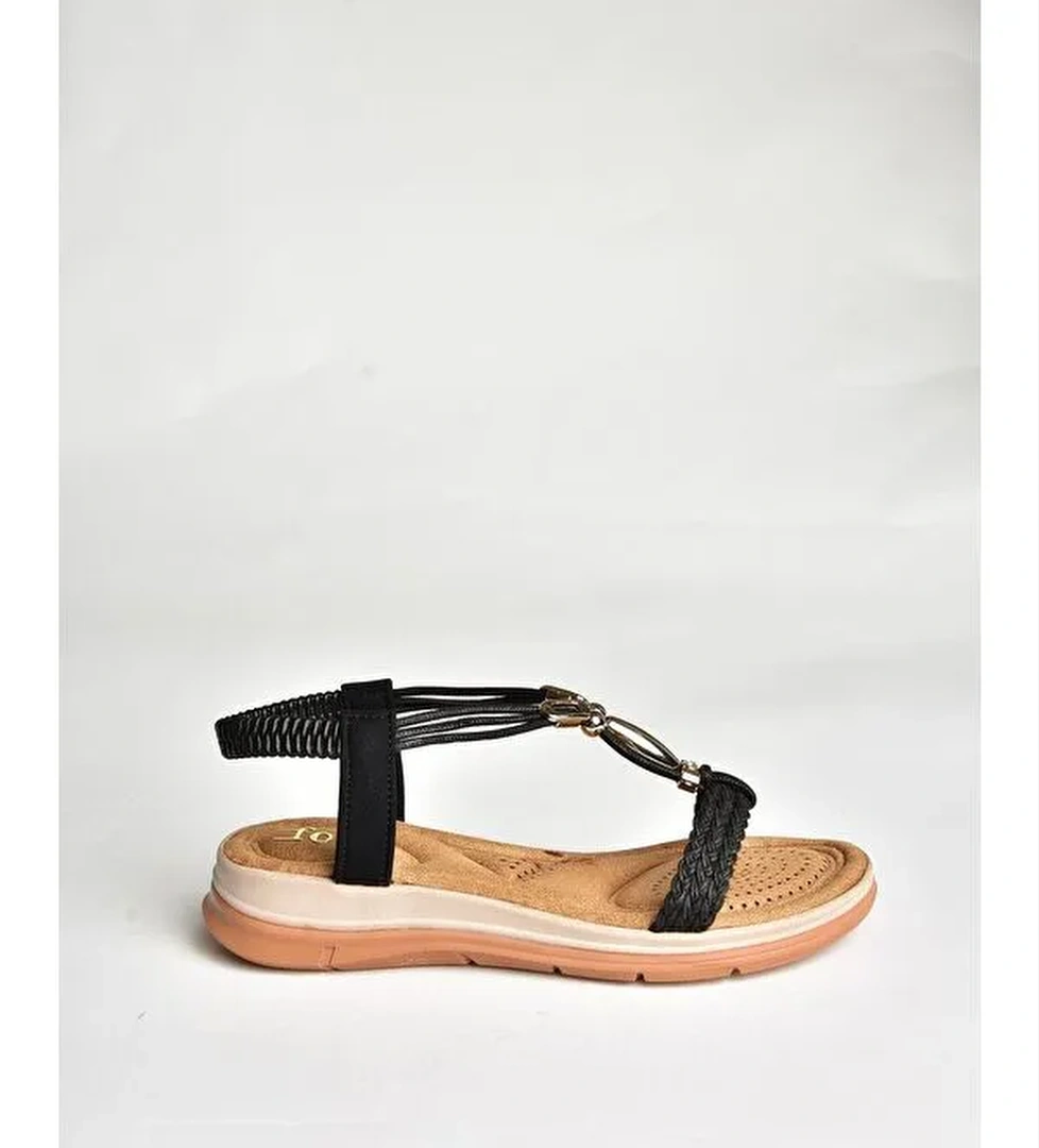 U2586252 Siyah Kadın Sandalet - Görsel 1