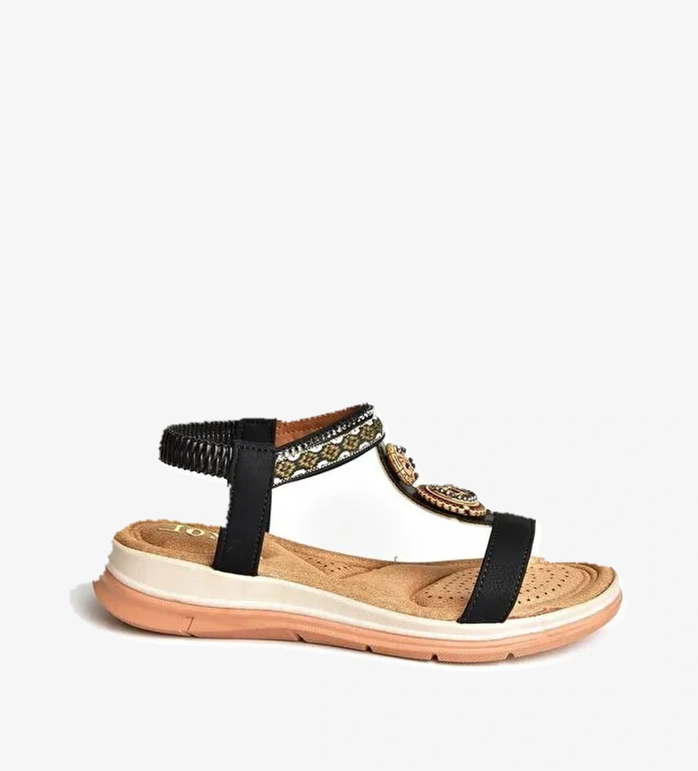 U2586136 Siyah Kadın Sandalet - Görsel 1