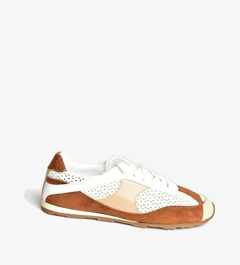 U9736573 Beyaz/Taba Kadın Sneakers - Görsel 1