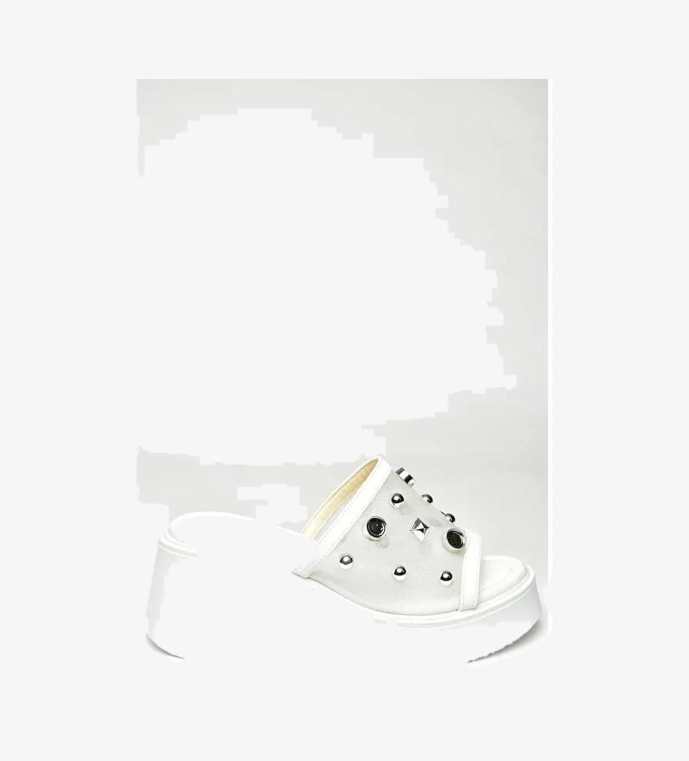 U973622009 Beyaz Kalın Tabanlı Kadın Terlik