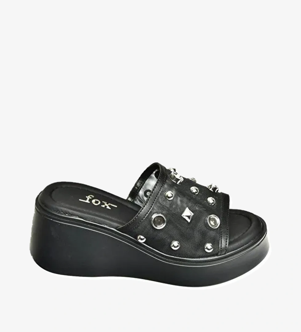 U973622009 Siyah Kalın Tabanlı Kadın Terlik - Görsel 1