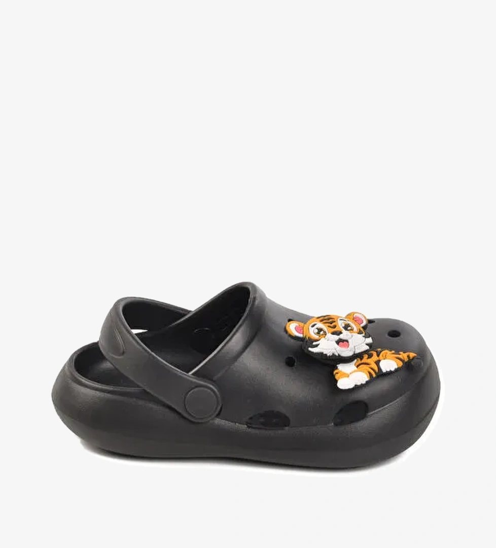 Siyah Unisex Çocuk Sabo Terlik Yumurcak