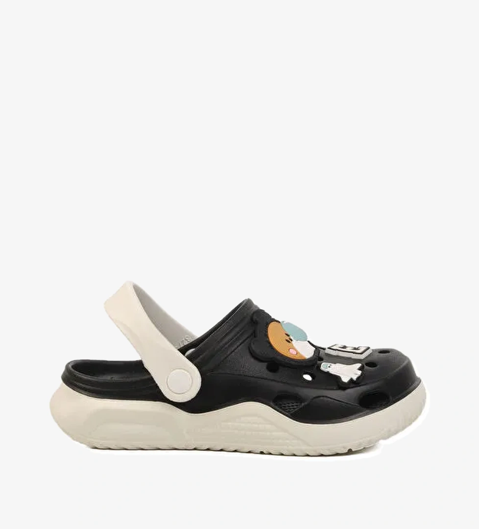 Siyah Beyaz Kız Çocuk Sabo Terlik Stella