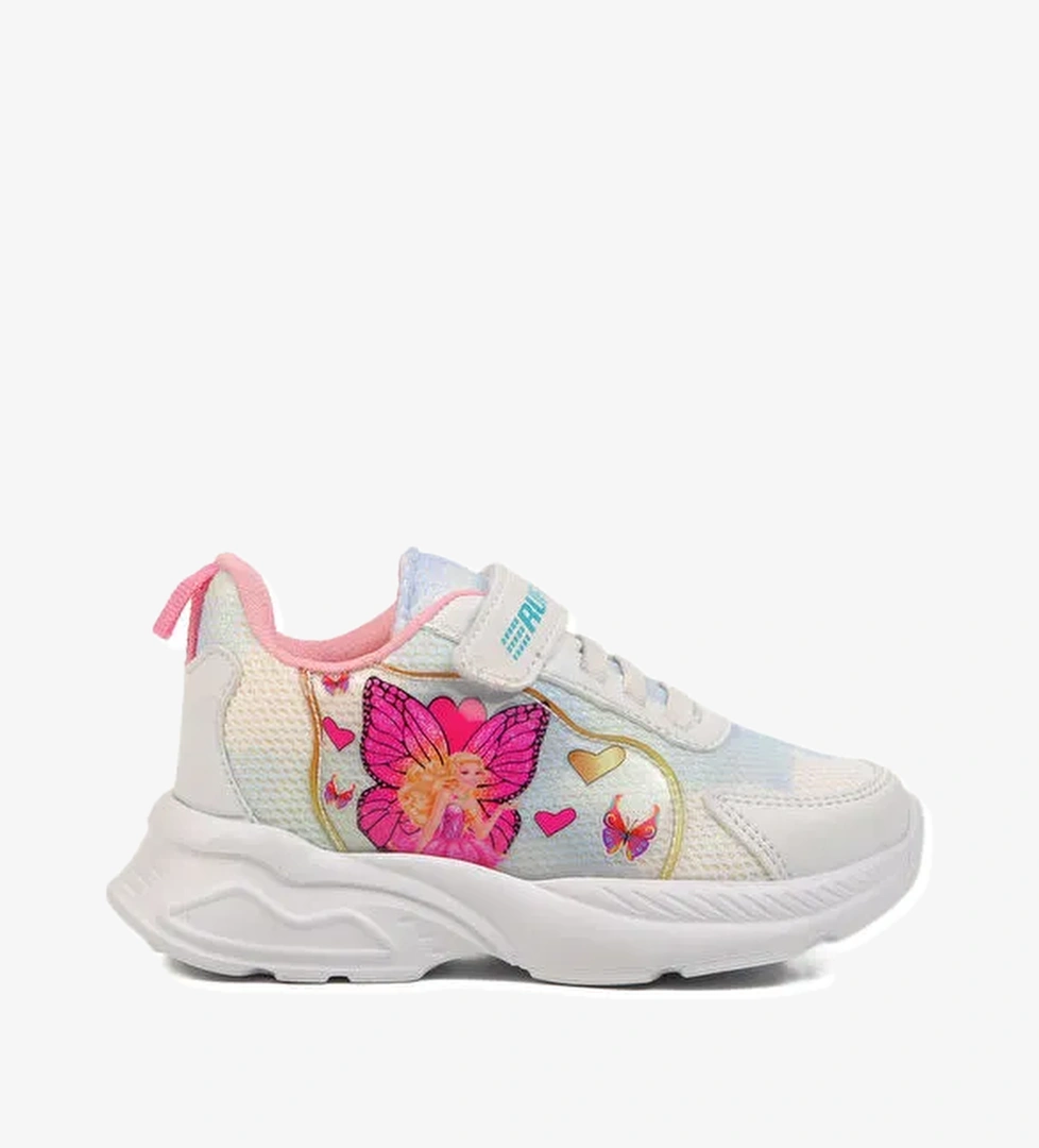 Beyaz Mavi Fileli Cırtlı Unisex Çocuk Spor Ayakkabı Ruffon P