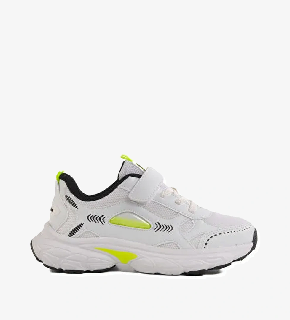 Beyaz Cırtlı Fileli Hafif Erkek Çocuk Spor Ayakkabı 1866 F