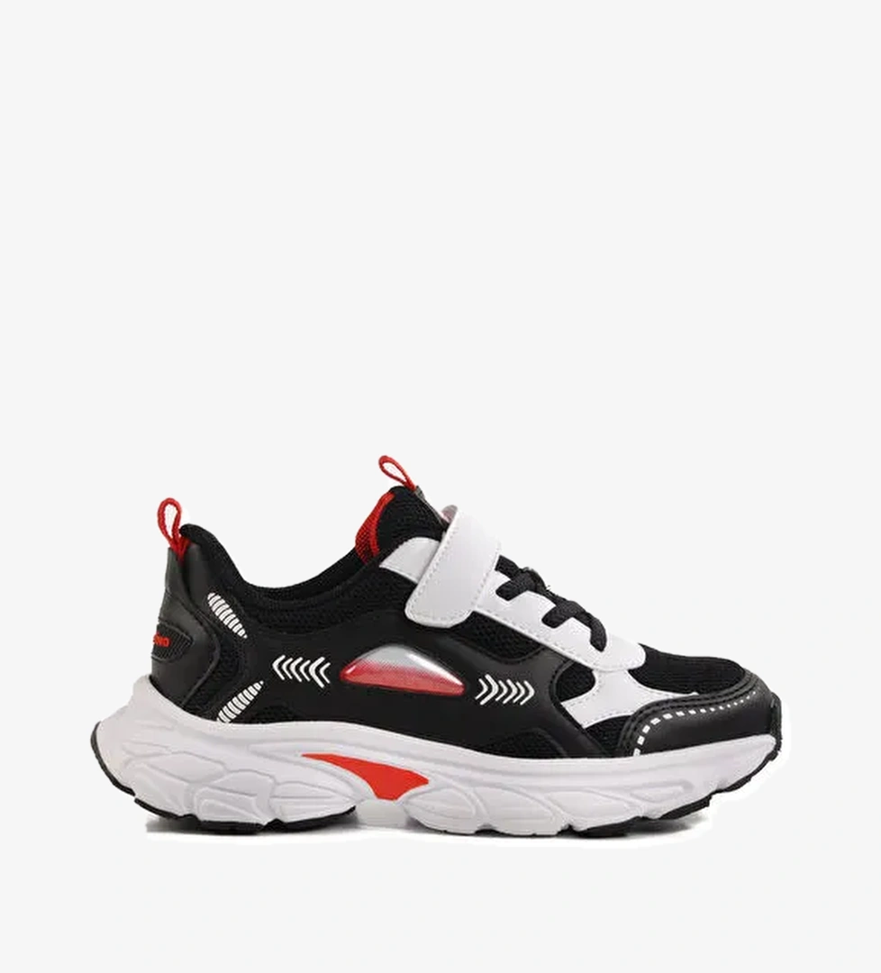 Siyah Cırtlı Fileli Hafif Erkek Çocuk Spor Ayakkabı 1866 F