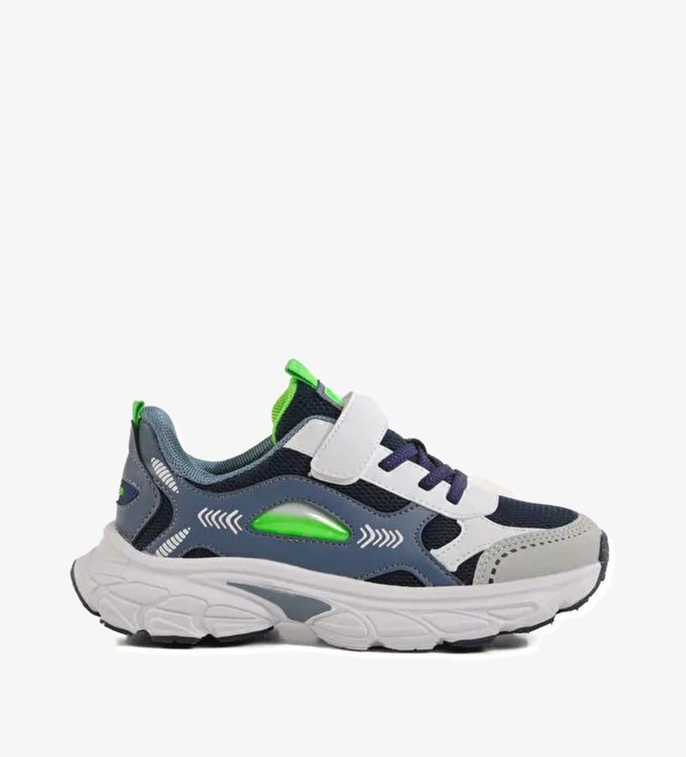 Lacivert Cırtlı Fileli Hafif Erkek Çocuk Spor Ayakkabı 1866 F
