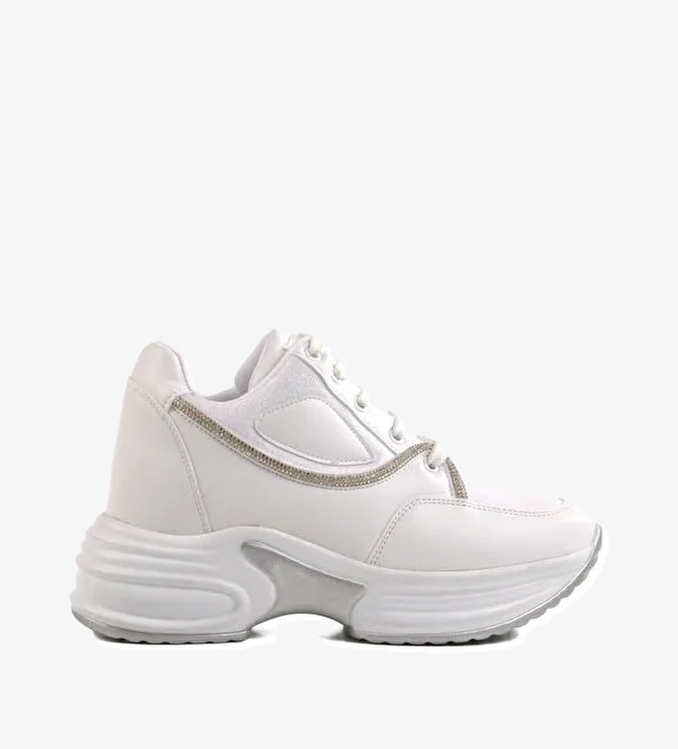 Beyaz Yüksek Taban Kadın Spor Ayakkabı 6031 Z - Görsel 1