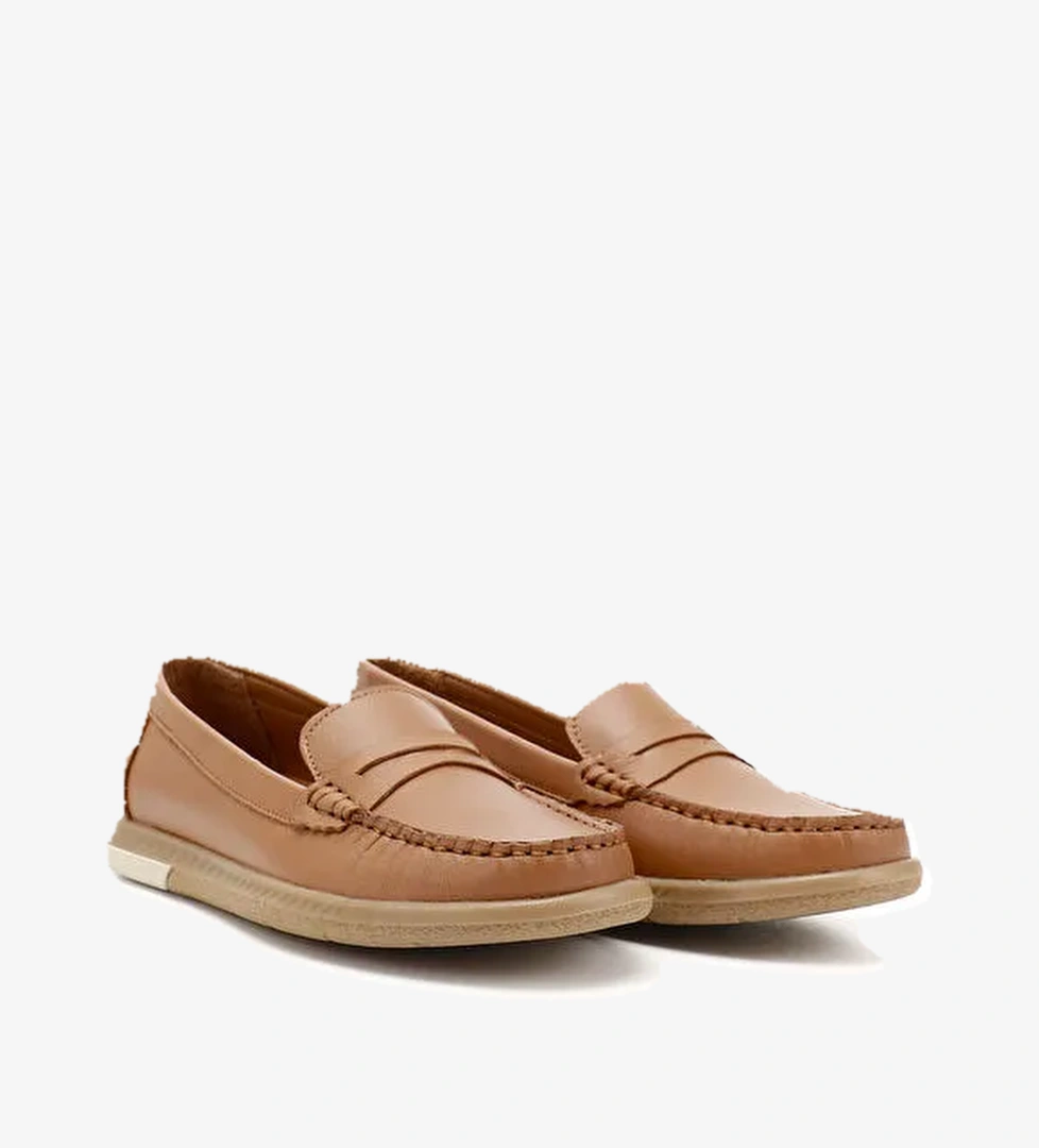 Kadın TABA Rok Hakiki Deri Comfort Loafer