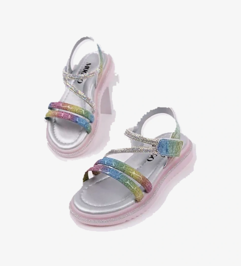 MQUEEN Cırtlı ve Simli Günlük Kız Çocuk Sandalet