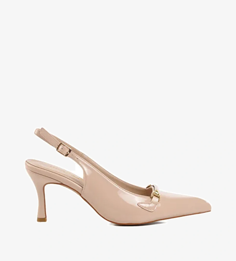 Bej Rugan İnce Topuklu Kadın Abiye Ayakkabı 658224 Z - Görsel 1