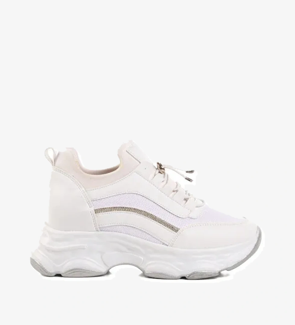 Beyaz Yüksek Taban Kadın Sneaker 6064 Z - Görsel 1