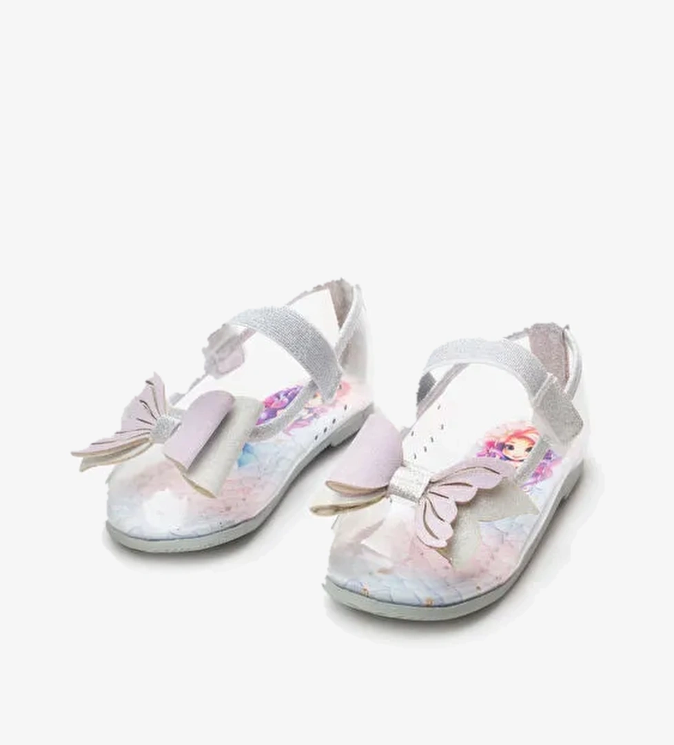 Gümüş Deniz Kızı Fiyonklu Şeffaf Kız Çocuk Ayakkabı
