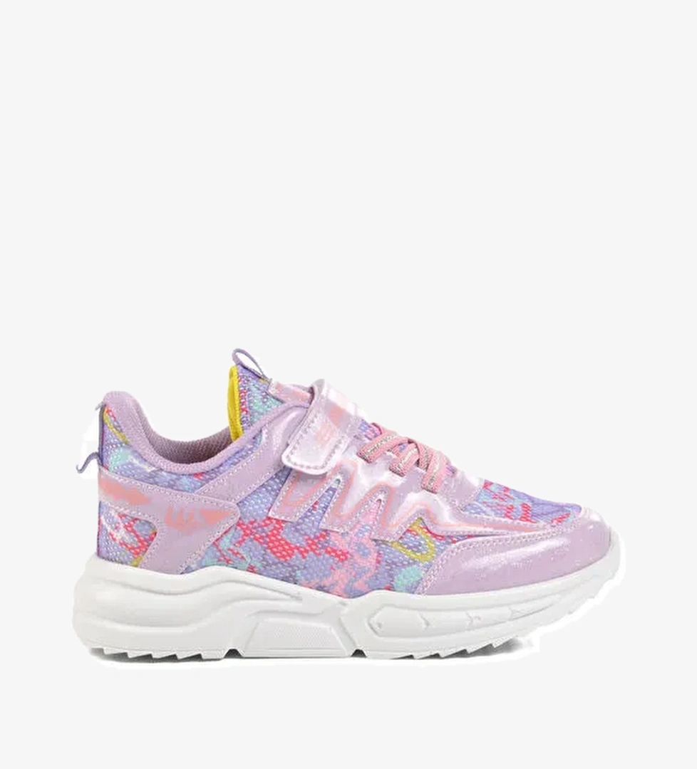 Lila Pembe Cırtlı Fileli Hafif Kız Çocuk Spor Ayakkabı 2320 F - Görsel 1