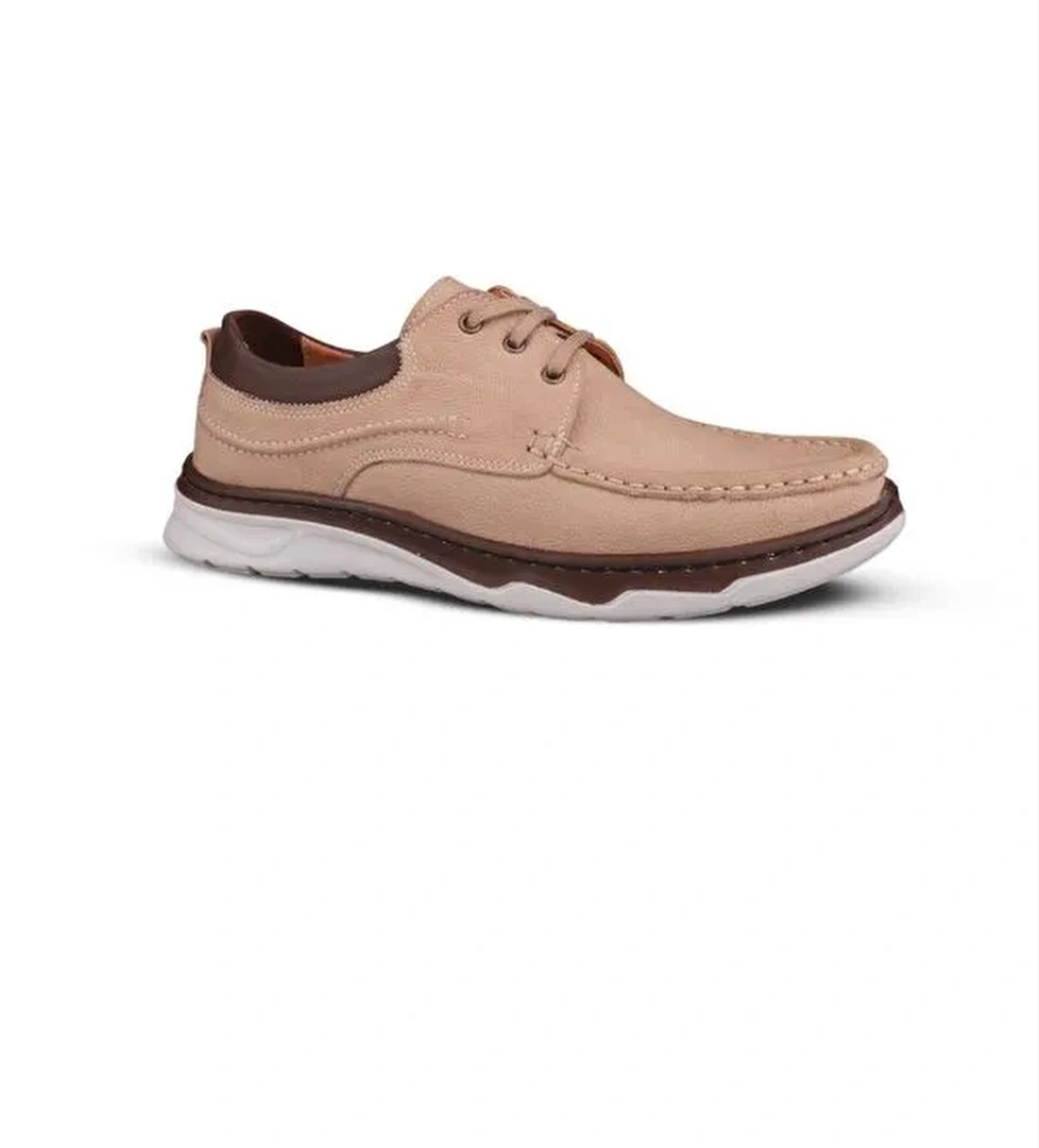 Günlük Ayakkabı - Bej, Nubuk Deri