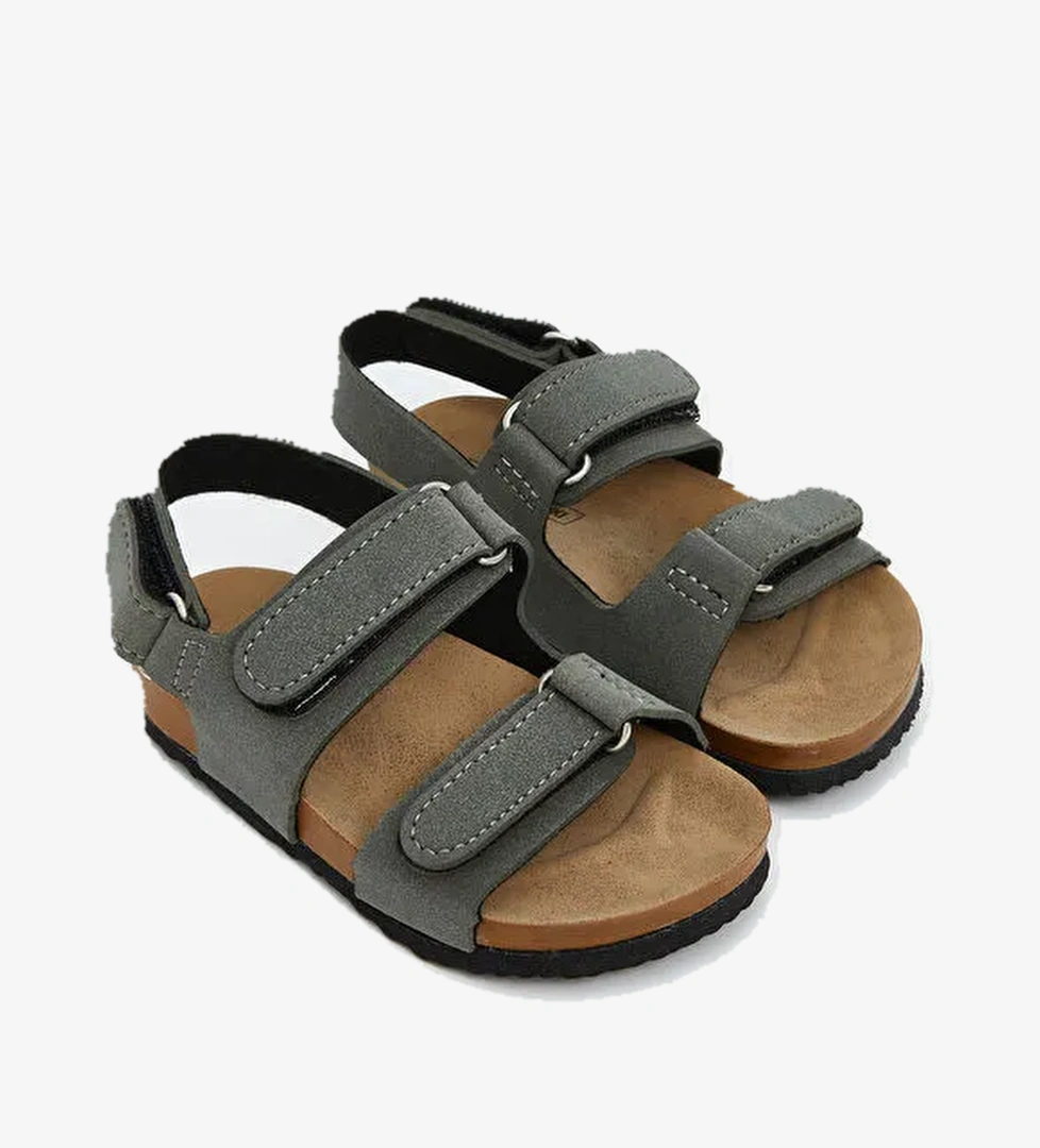 Süet Görünümlü Erkek Çocuk Sandalet - Görsel 1