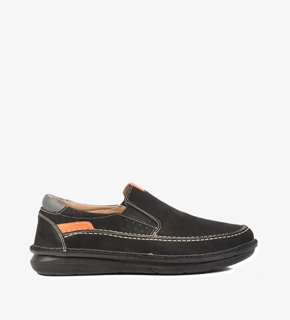 Siyah Nubuk Hakiki Deri Erkek Casual Ayakkabı 2628 M