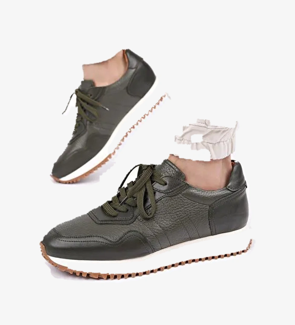 HARWİL Kalın Taban Bağcıklı Hakiki Deri Erkek Günlük Sneaker Spor Ayakkabı - Görsel 1