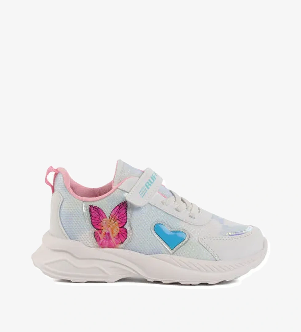 Beyaz Mavi Cırtlı Fileli Kız Çocuk Spor Ayakkabı Ruffon F