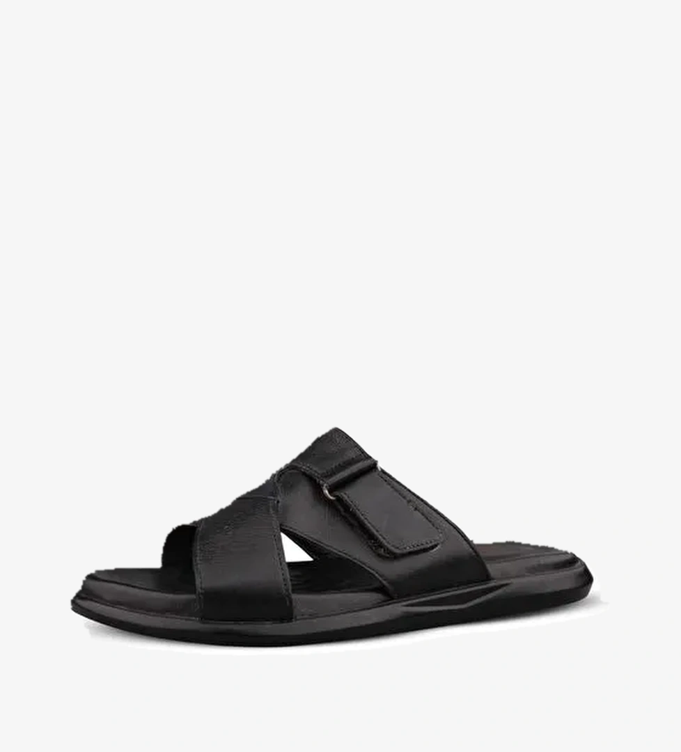 Erkek Günlük Terlik - Siyah, Deri - Görsel 1