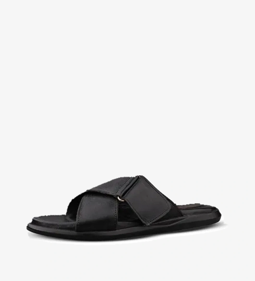 Erkek Günlük Terlik - Siyah, Deri - Görsel 1