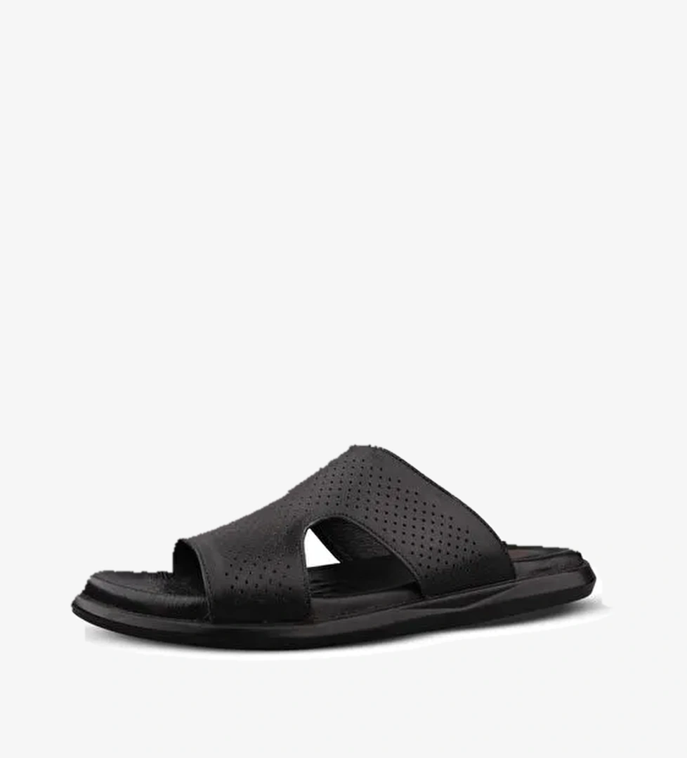 Erkek Günlük Terlik - Siyah, Deri - Görsel 1