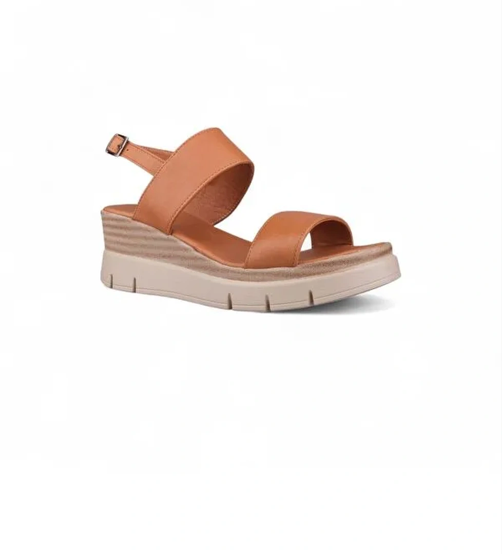 Kadın Günlük Sandalet - Taba, Deri