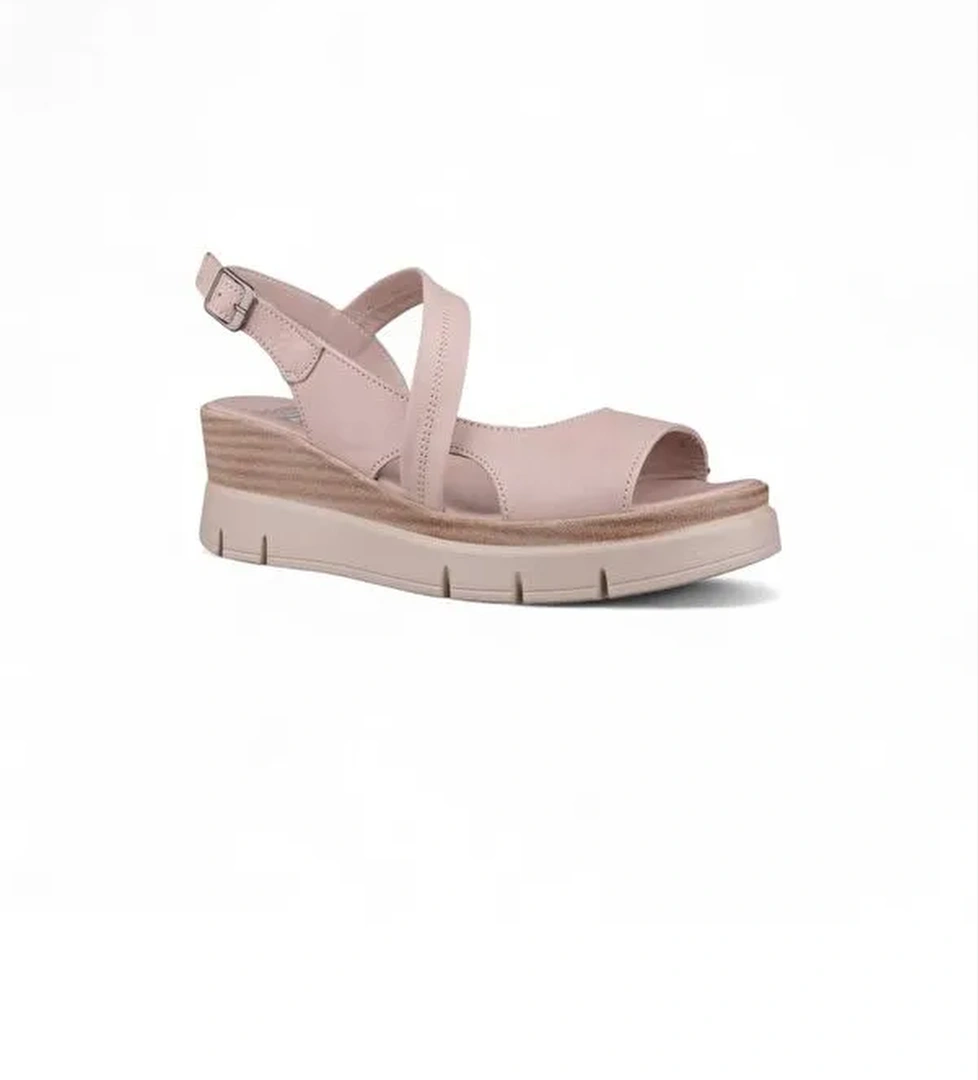 Kadın Günlük Sandalet - Bej, Deri