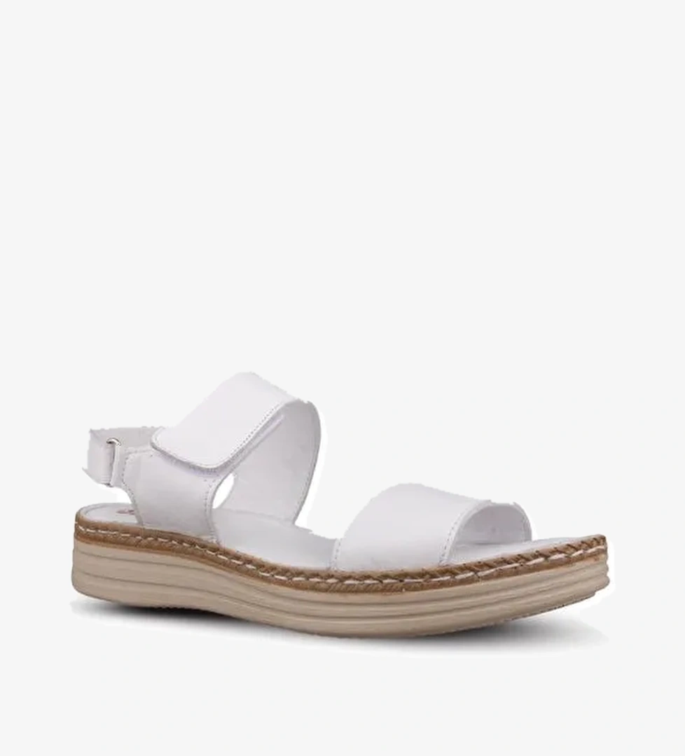Kadın Günlük Sandalet - Beyaz, Deri