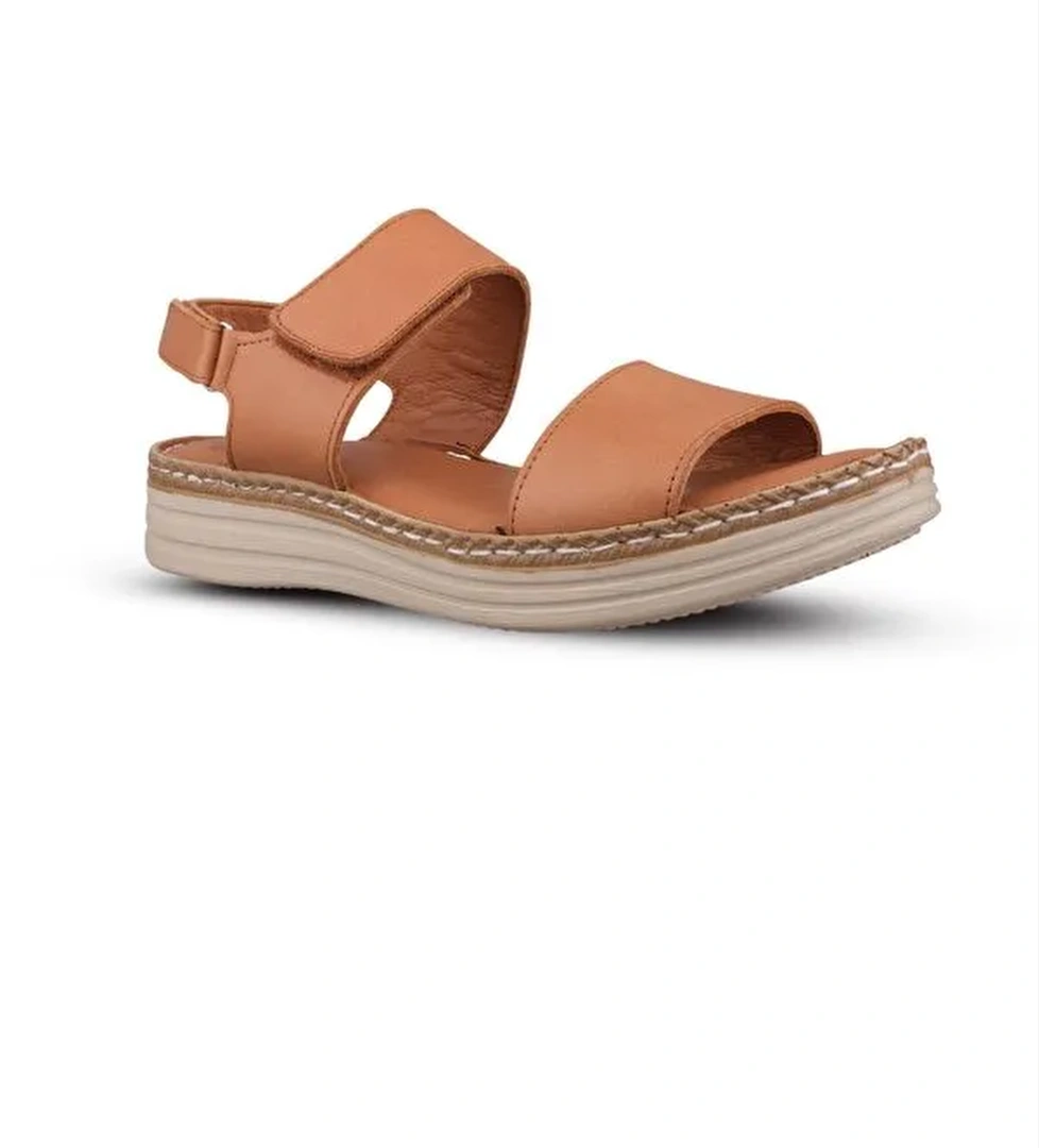 Kadın Günlük Sandalet - Taba, Deri