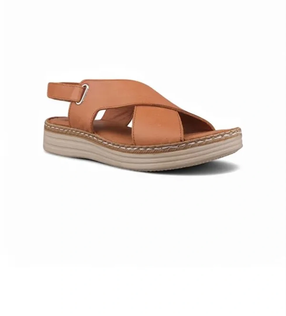 Kadın Günlük Sandalet - Taba, Deri