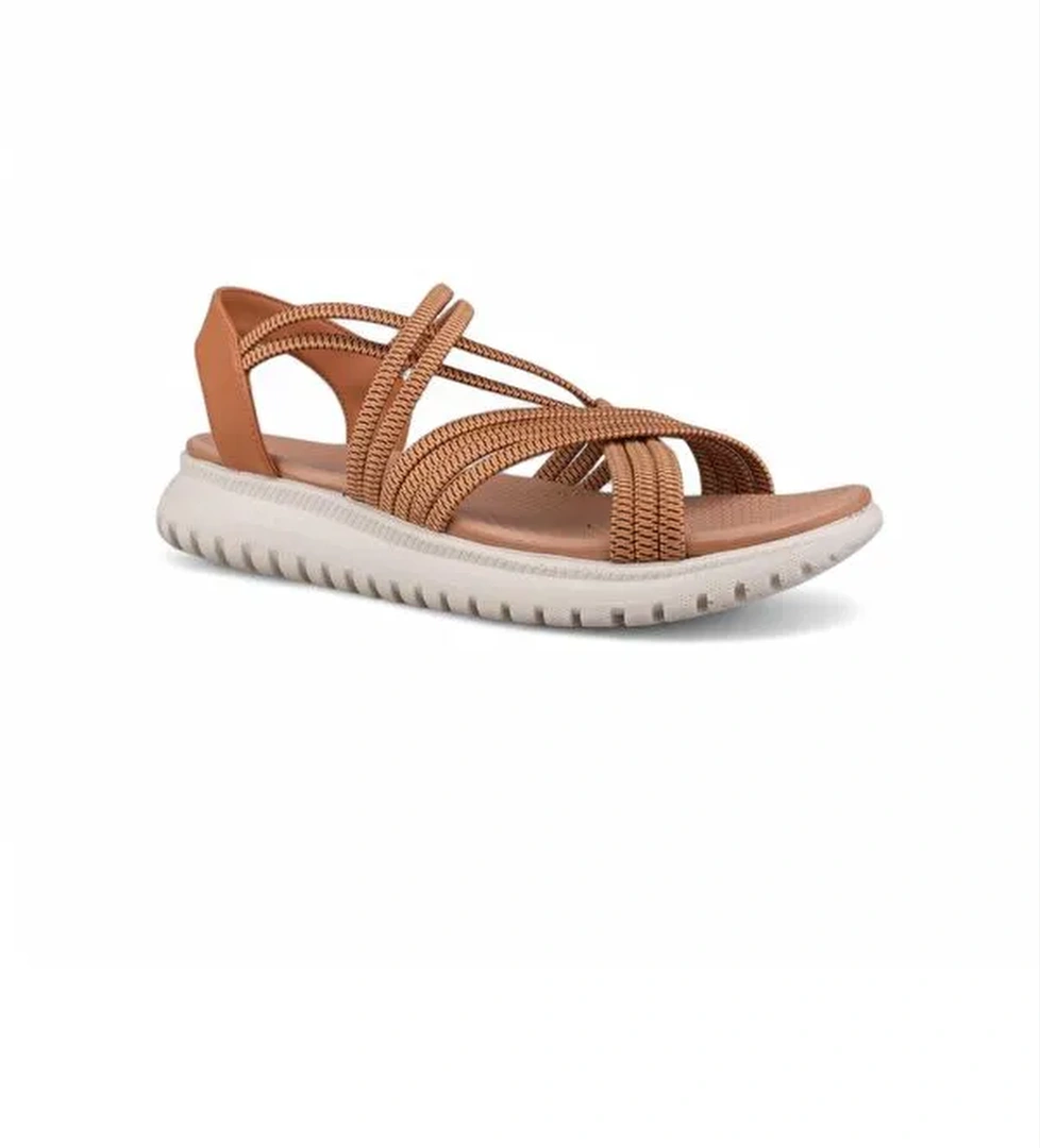 Kadın Günlük Sandalet - Taba, Deri