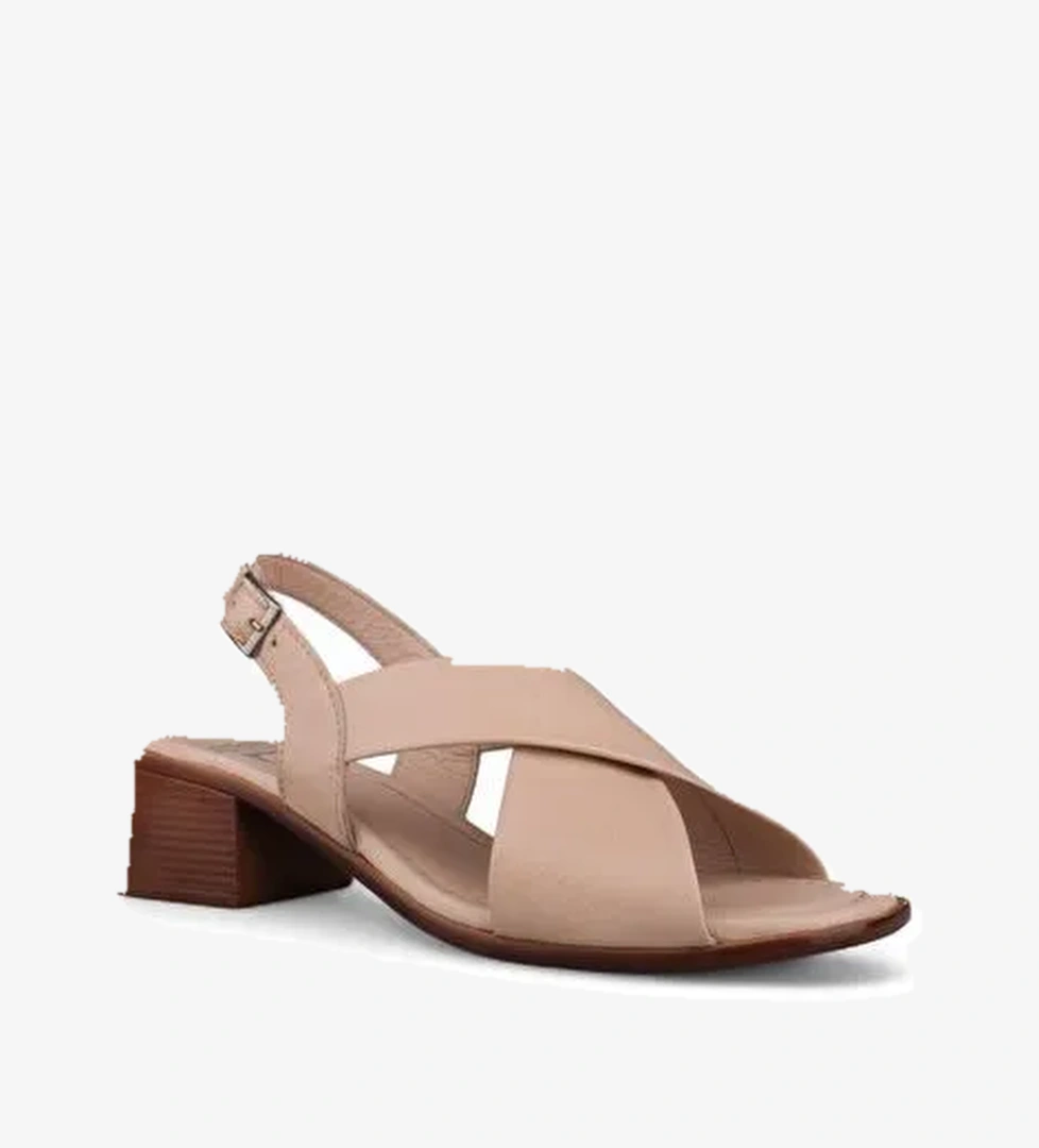 Kadın Günlük Sandalet - Bej, Deri - Görsel 1