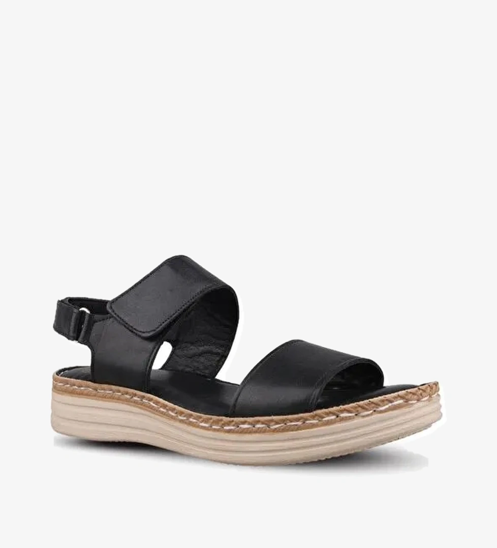 Kadın Sıyah Günlük Sandalet - Siyah, Deri