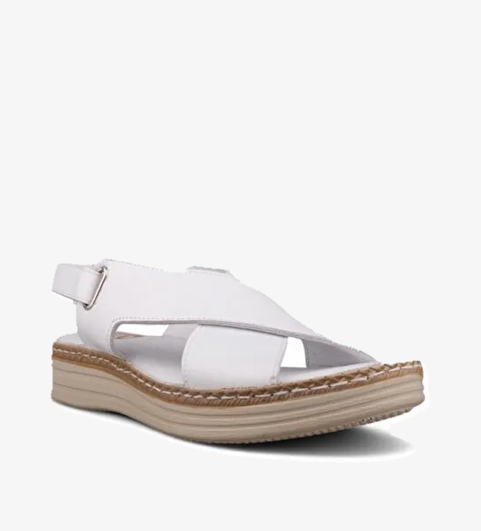Kadın Günlük Sandalet - Beyaz, Deri