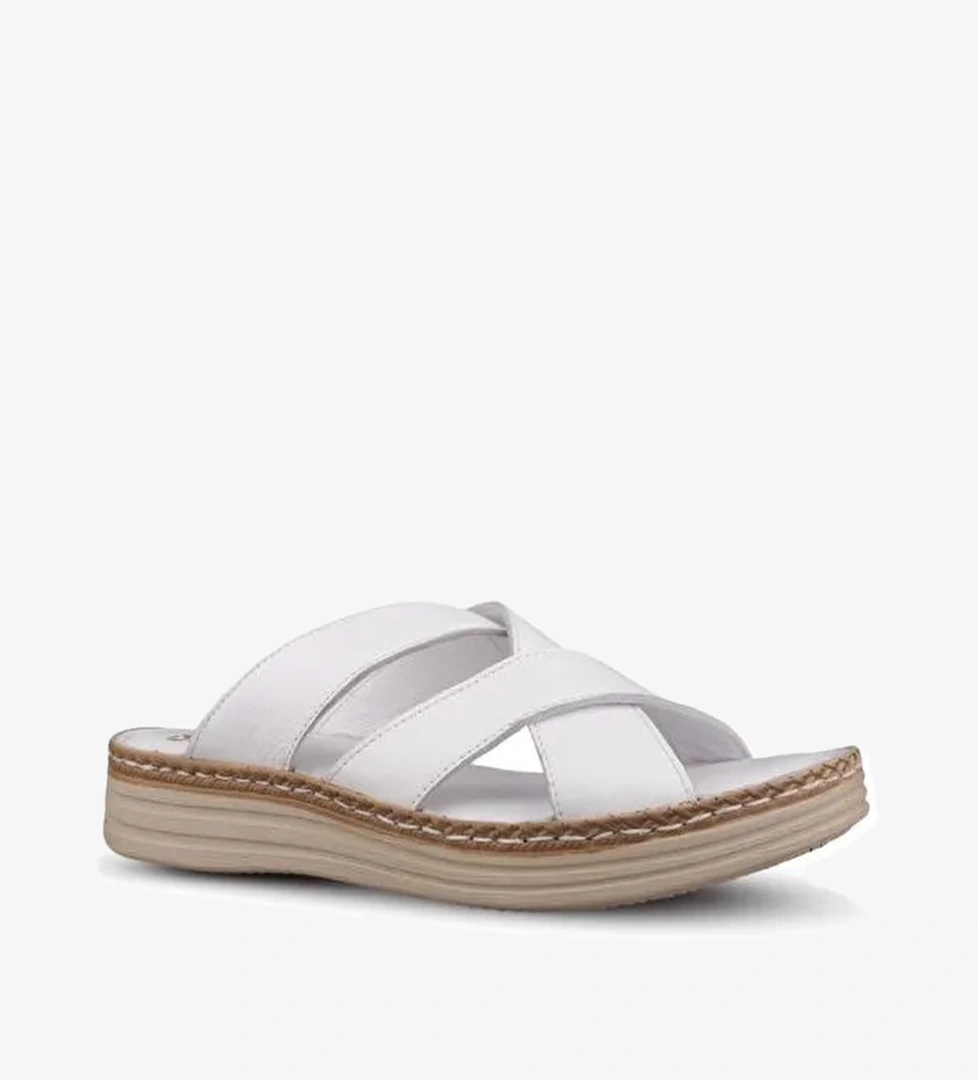 Kadın Günlük Terlik - Beyaz, Deri