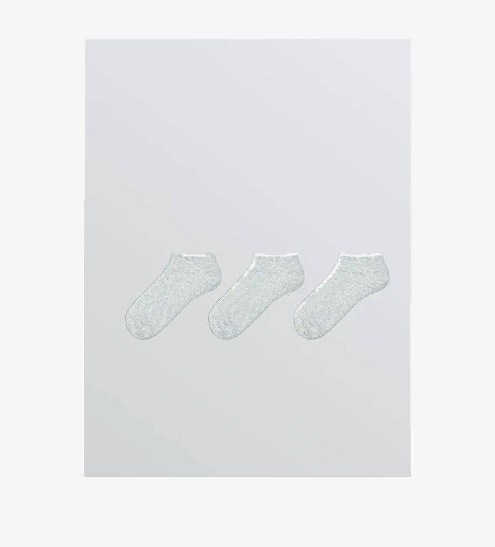 Kadın Düz Sneaker Çorap 3'lü - Görsel 1