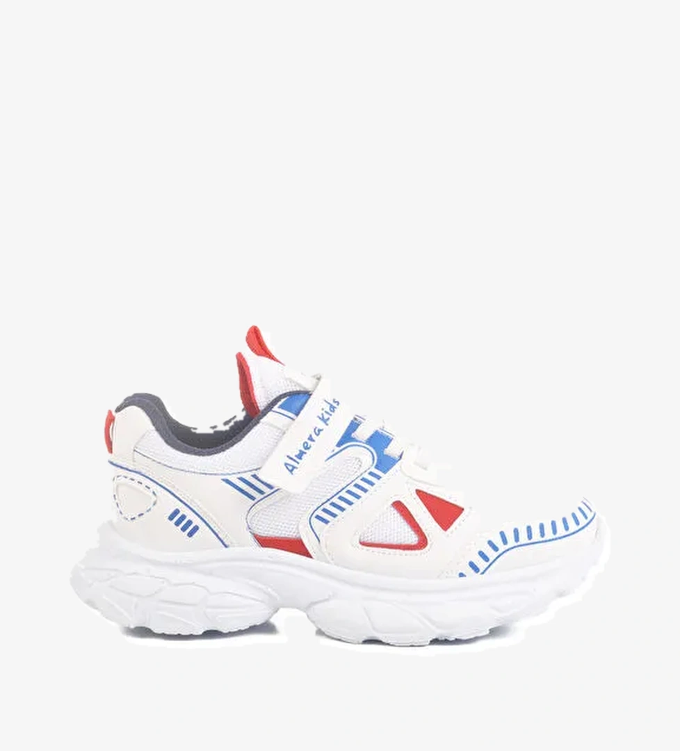 Beyaz Cırtlı Fileli Unisex Çocuk Spor Ayakkabı 1500 F